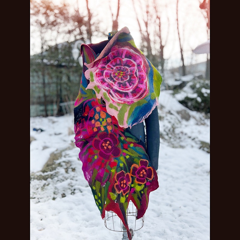 Rose Felted Shawl 80 X 21