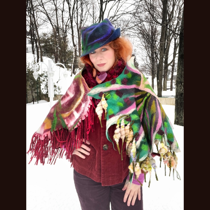 Rose felted wrap 57 X 27