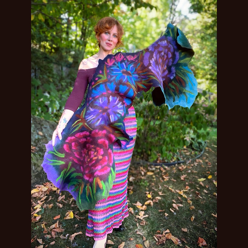 Handmade Felted Wool Scarf 74 X 29