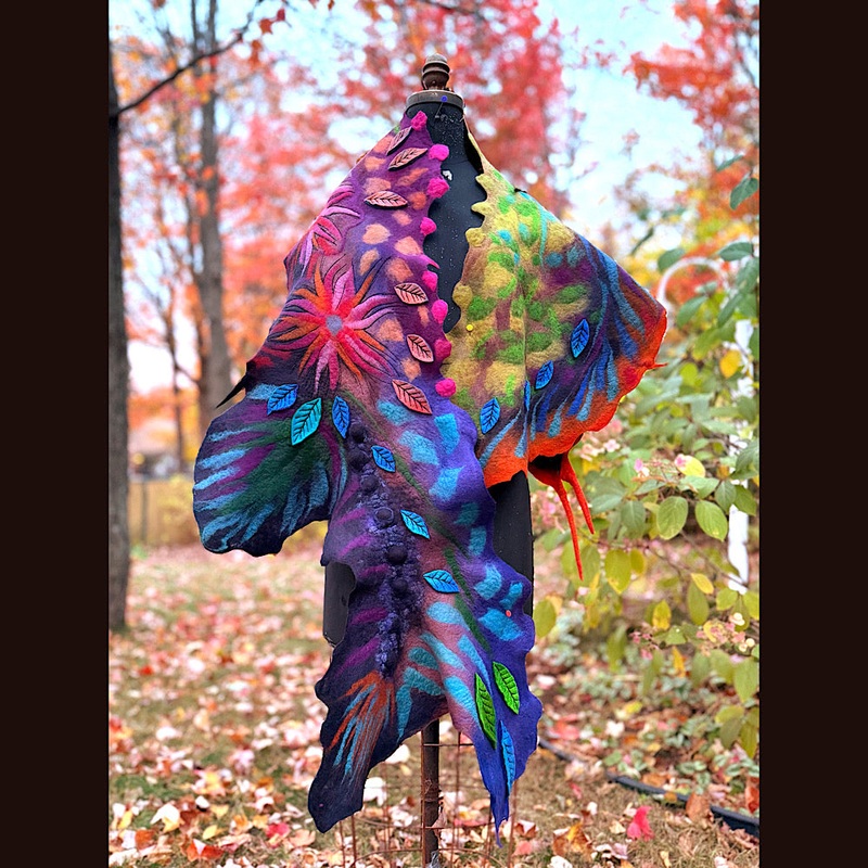 Handmade Felted Wool Scarf 74 X 33