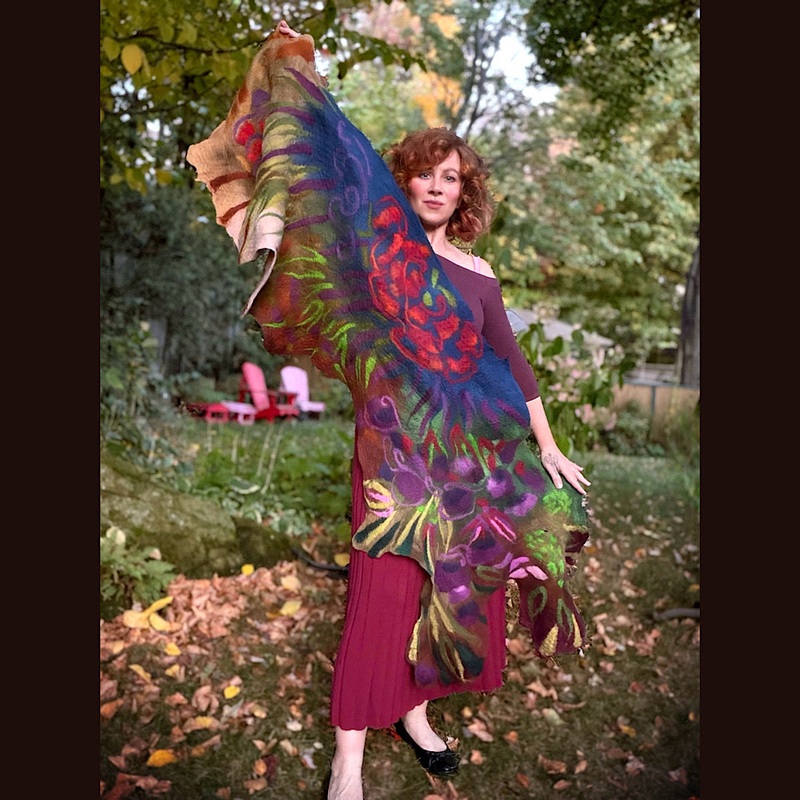 Handmade Felted Wool Scarf 80 X 22