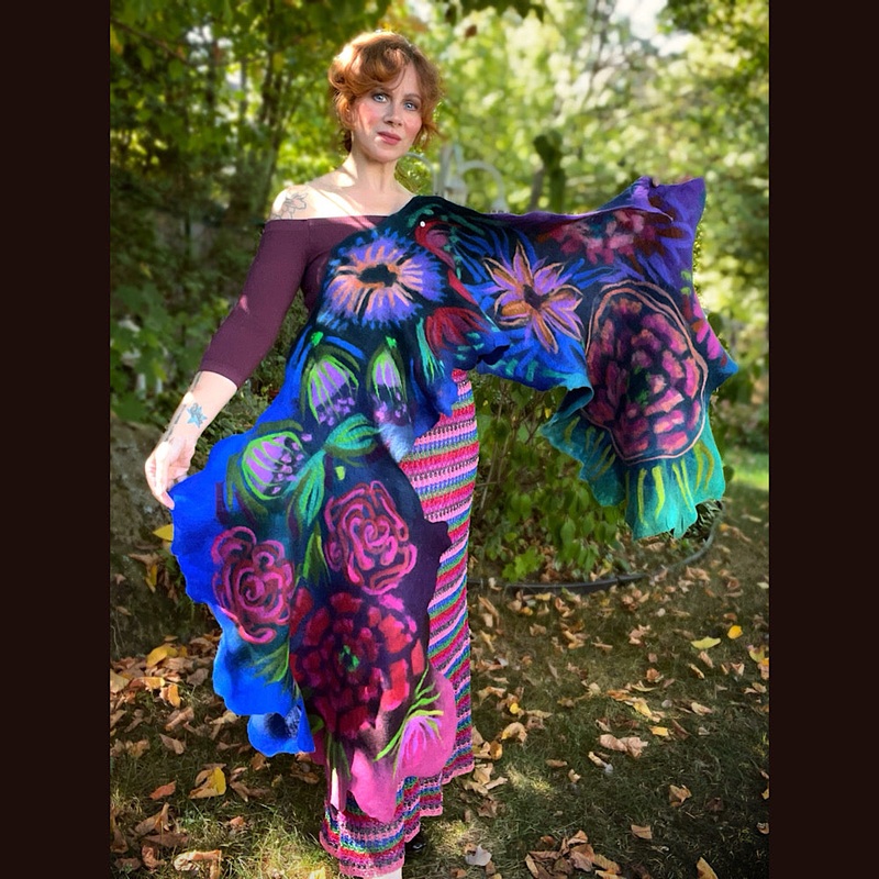 Handmade Felted Wool Scarf 80 X 26