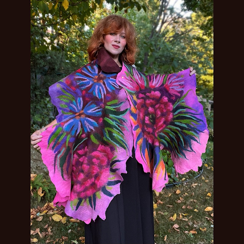 Handmade Felted wool Scarf 82 X 24