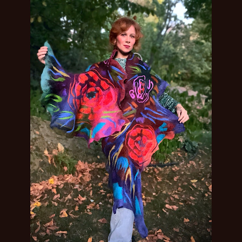 Handmade Felted Wool Scarf 82 X 29
