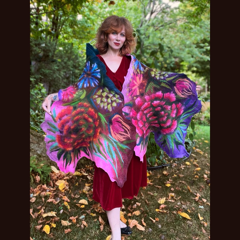 Handmade Felted wool Scarf 86 X 26