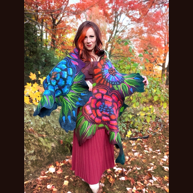 Handmade wool Felted Scarf 82 X 31
