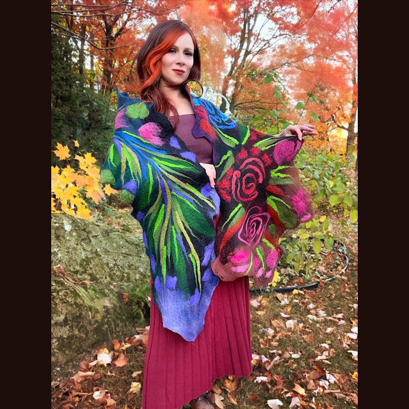 Handmade wool Felted Scarf 84 X 17