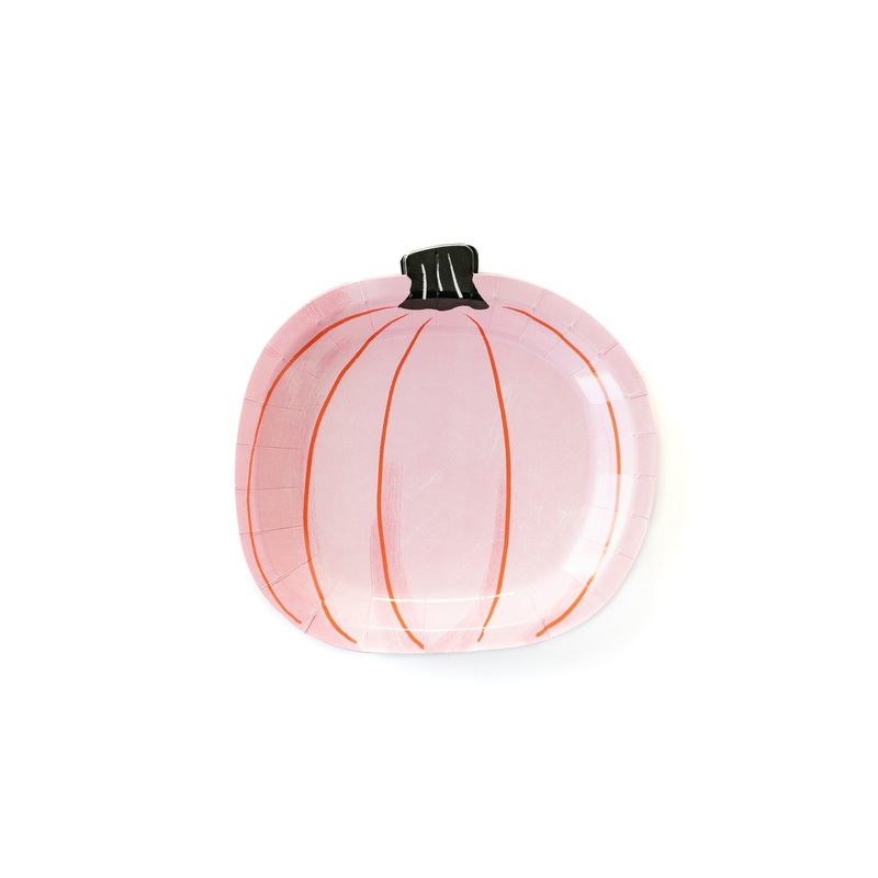 Pink Pumpkin Shaped 7 Paper Plates