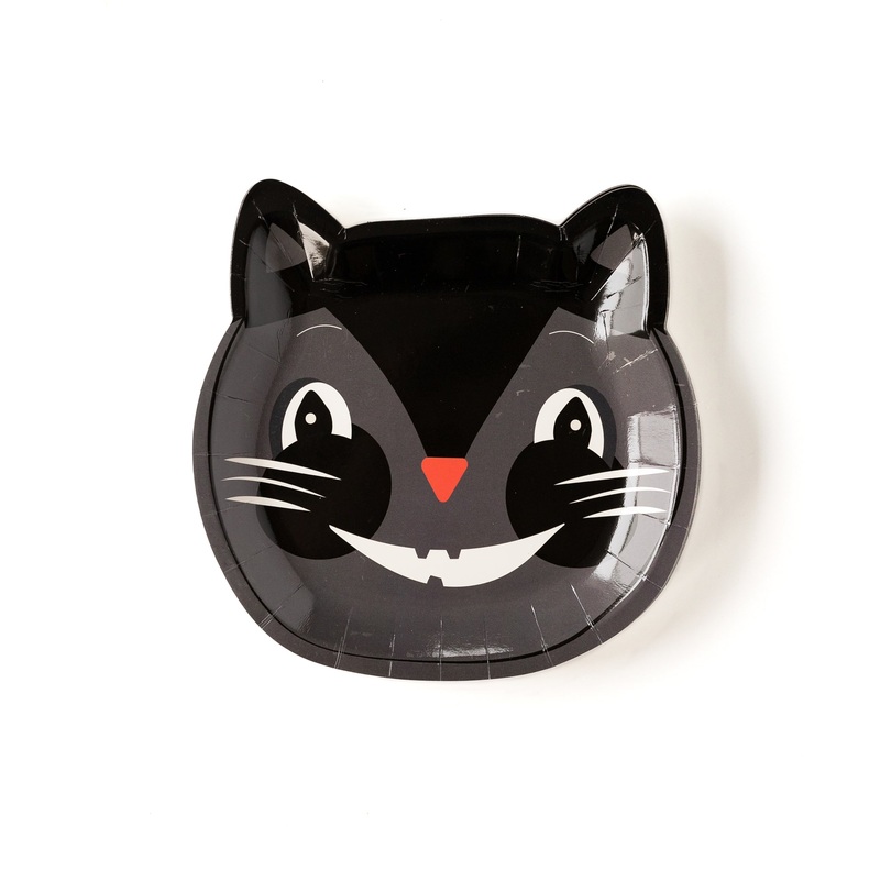 Vintage Halloween 8 Cat Paper Plates