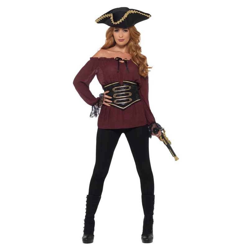 Deluxe Pirate Shirt, Ladies, Burgundy