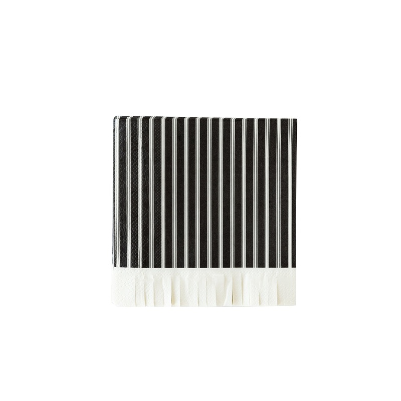 Ephemera Halloween Black Ticking Fringe Napkin