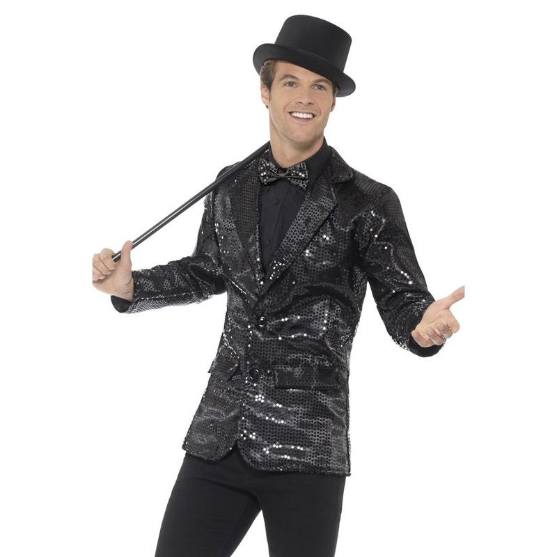 Sequin Jacket, Mens, Black|Medium (Chest 38-40)|Large (Chest 42-44)|X-large (Chest 46-48)