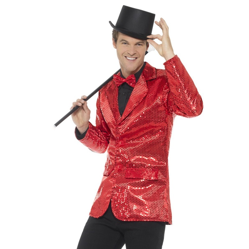 Sequin Jacket, Mens, Red|Medium (Chest 38-40)|Large (Chest 42-44)|X-large (Chest 46-48)
