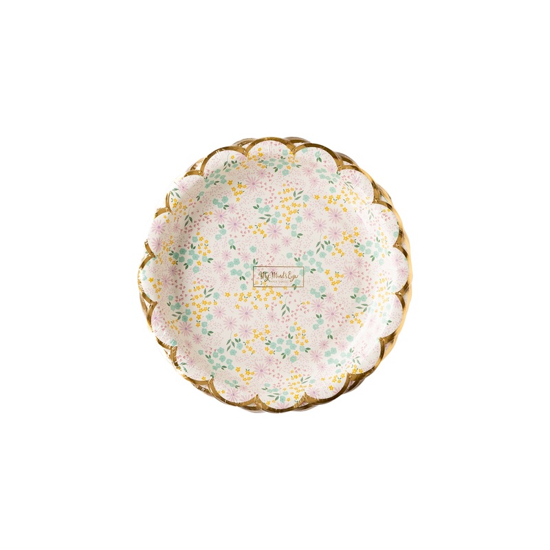 Ditsy Floral Round Scallop 7 Plate