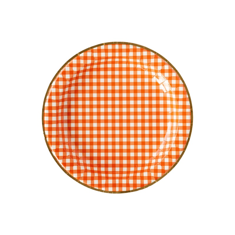 Harvest Orange Gingham Check 11 Plate