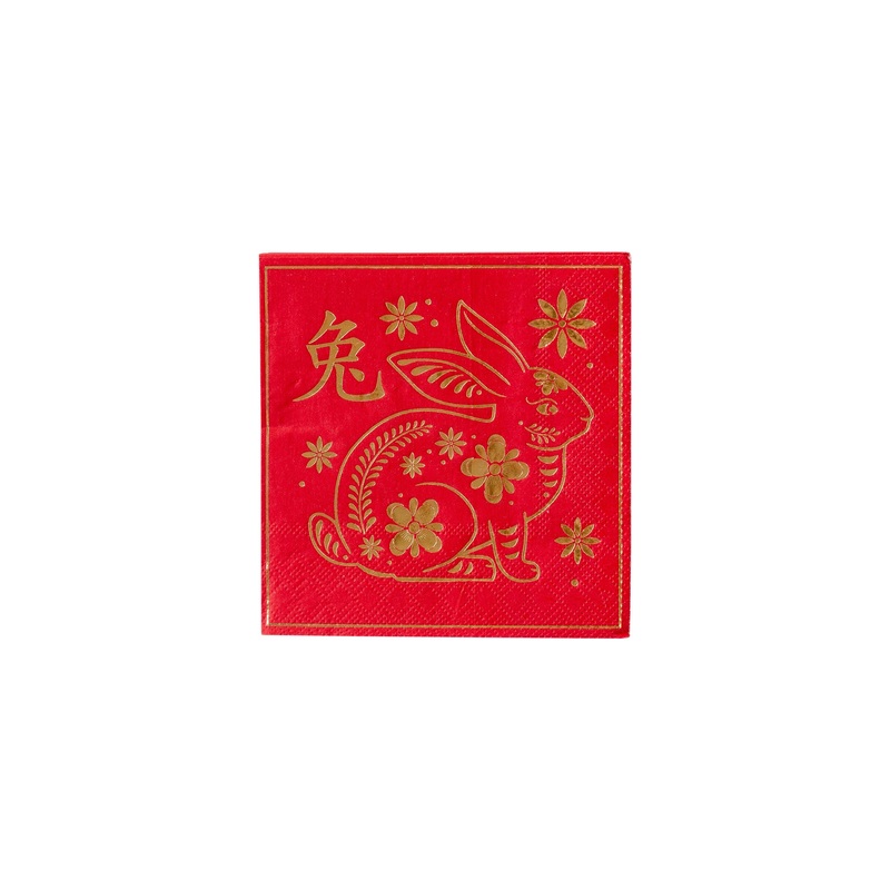 Lunar New Year Foiled Rabbit Cocktail Napkin