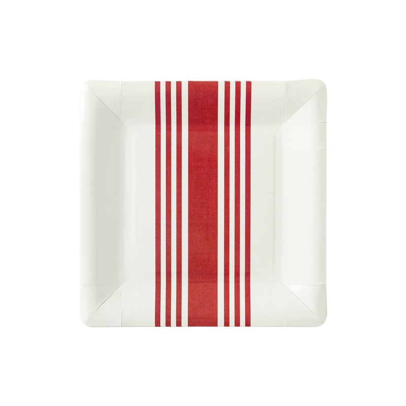 Hamptons Red Striped Square Plates