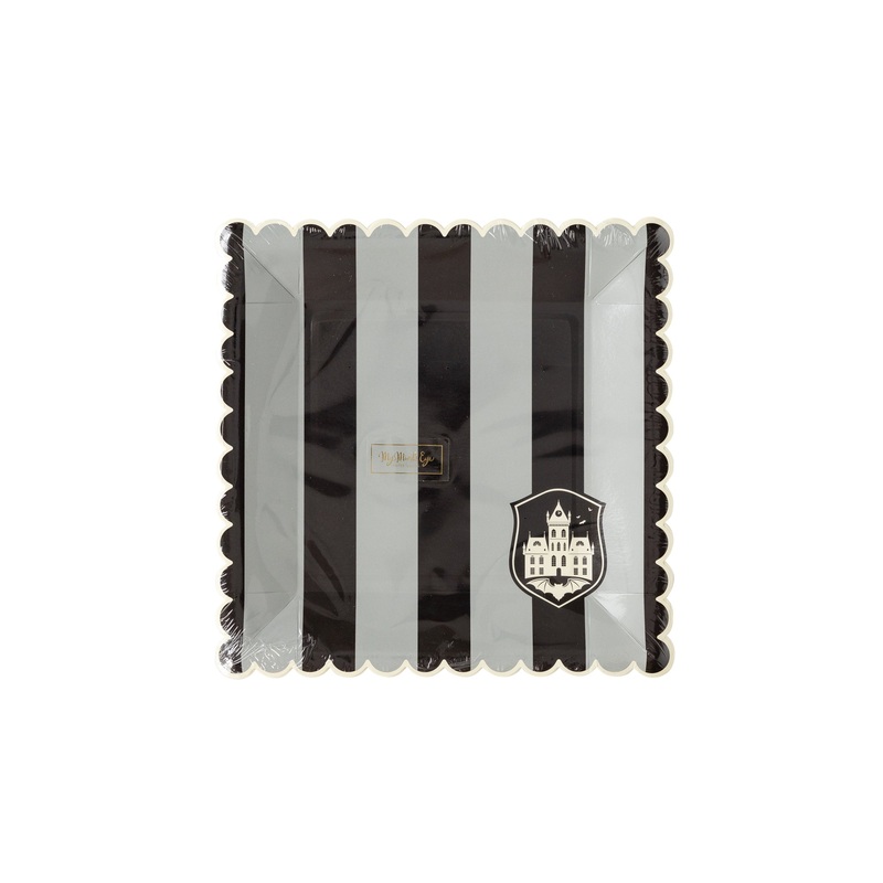 Party More Tonal Black Stripe Paper Plate