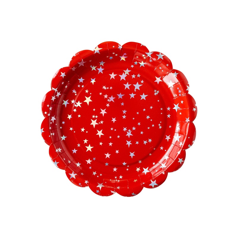 Red/Blue Sparklers Scallop Plate Set