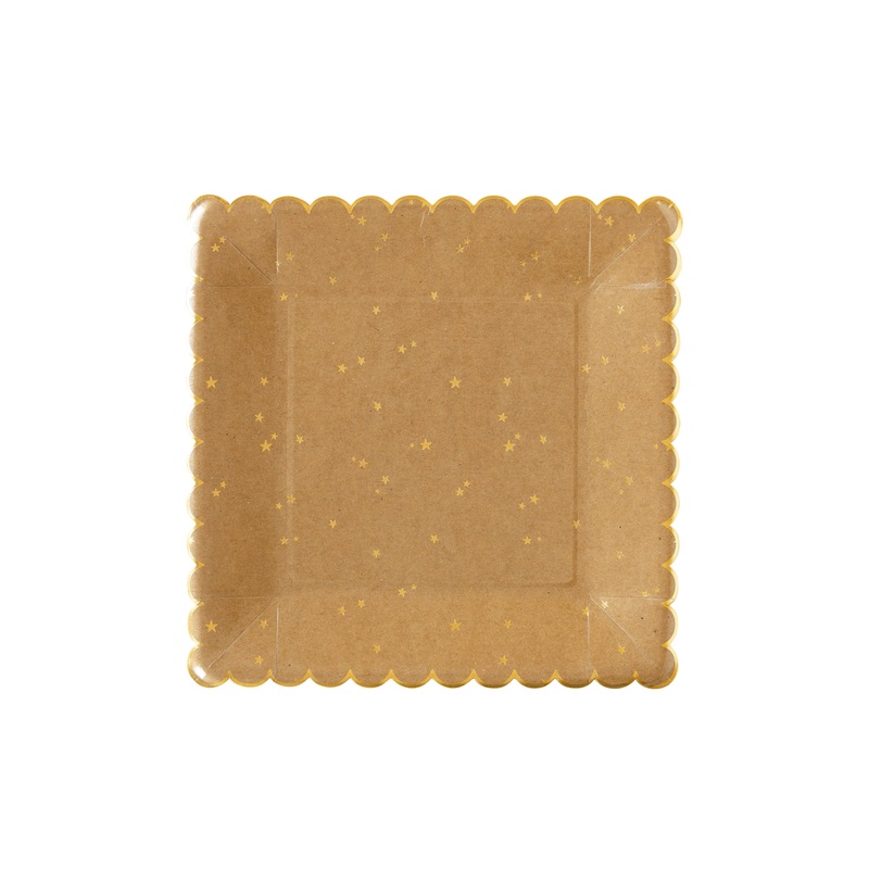Christmas Memories Kraft With Gold Star Paper Plate