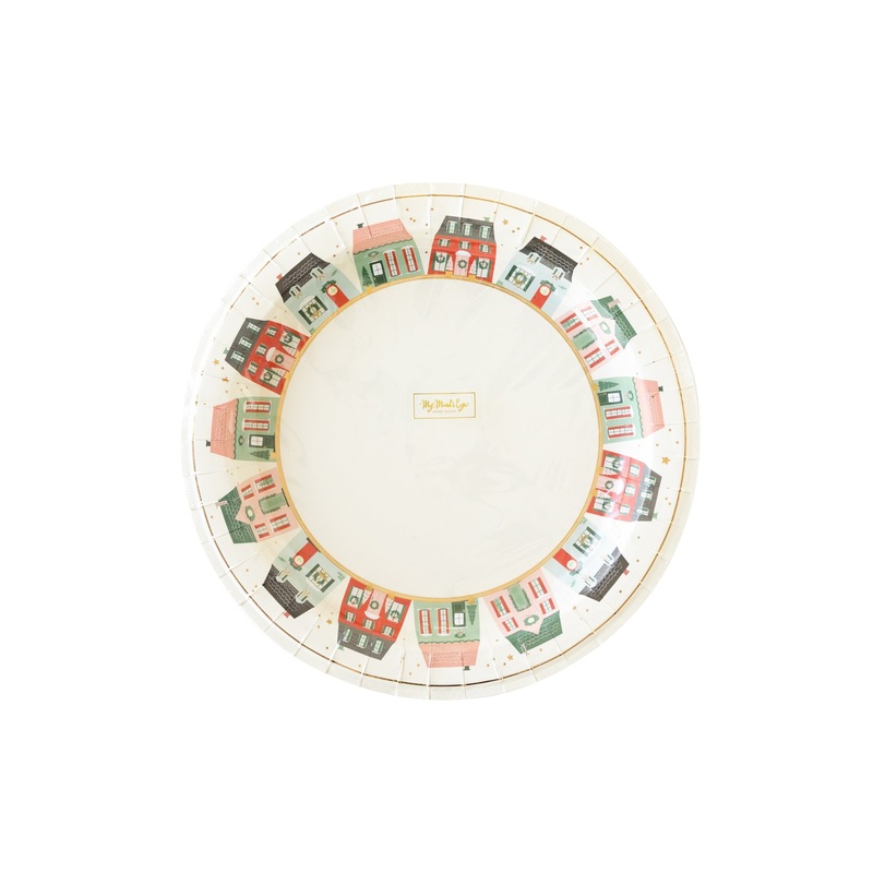 Village Christmas Round Paper Plate