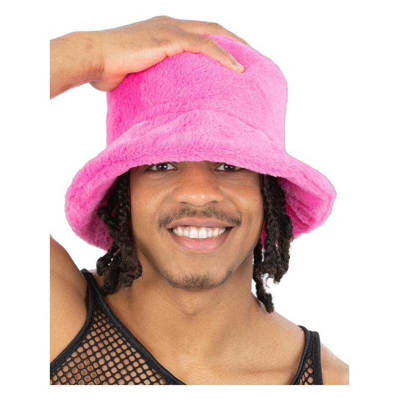 90's Pink Fur Bucket Hat
