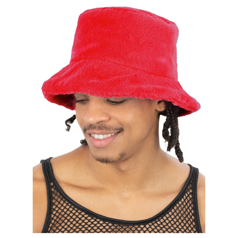 90's Red Fur Bucket Hat