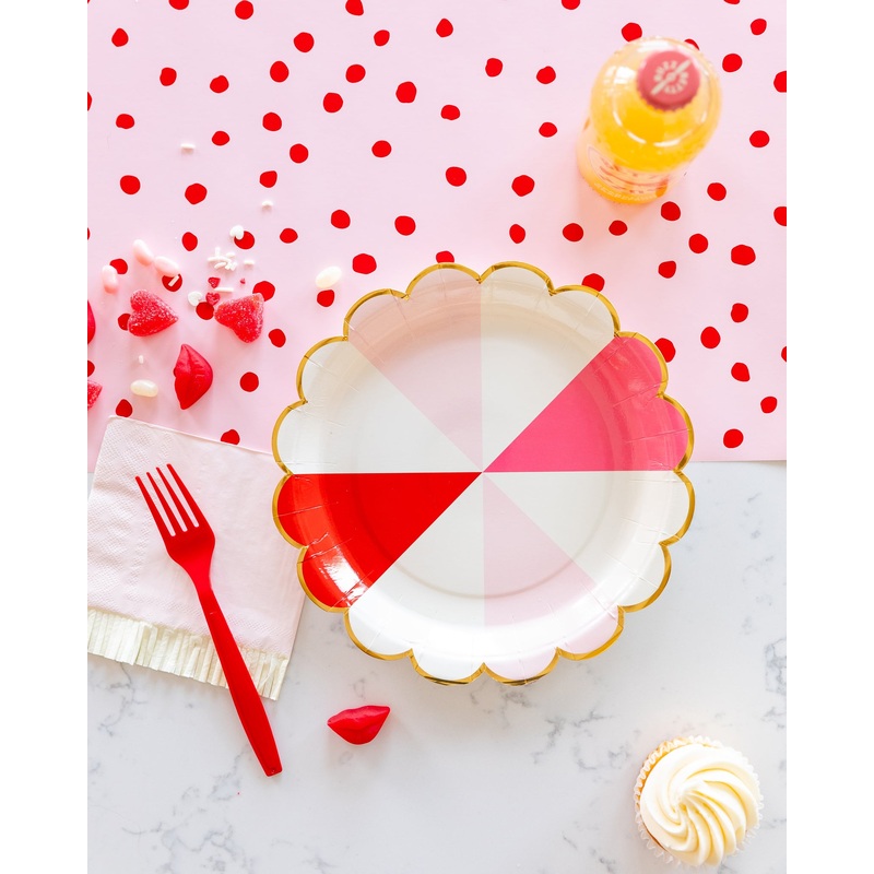 Pink with Red Dots Paper Table Runner