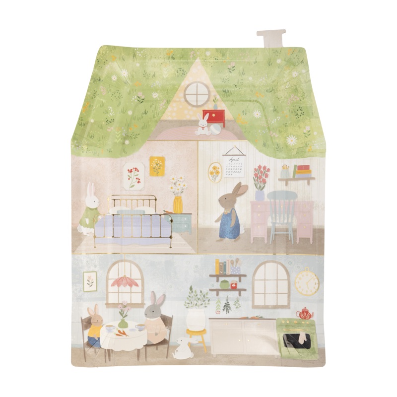 Bunny Cottage Shaped Paper Plate