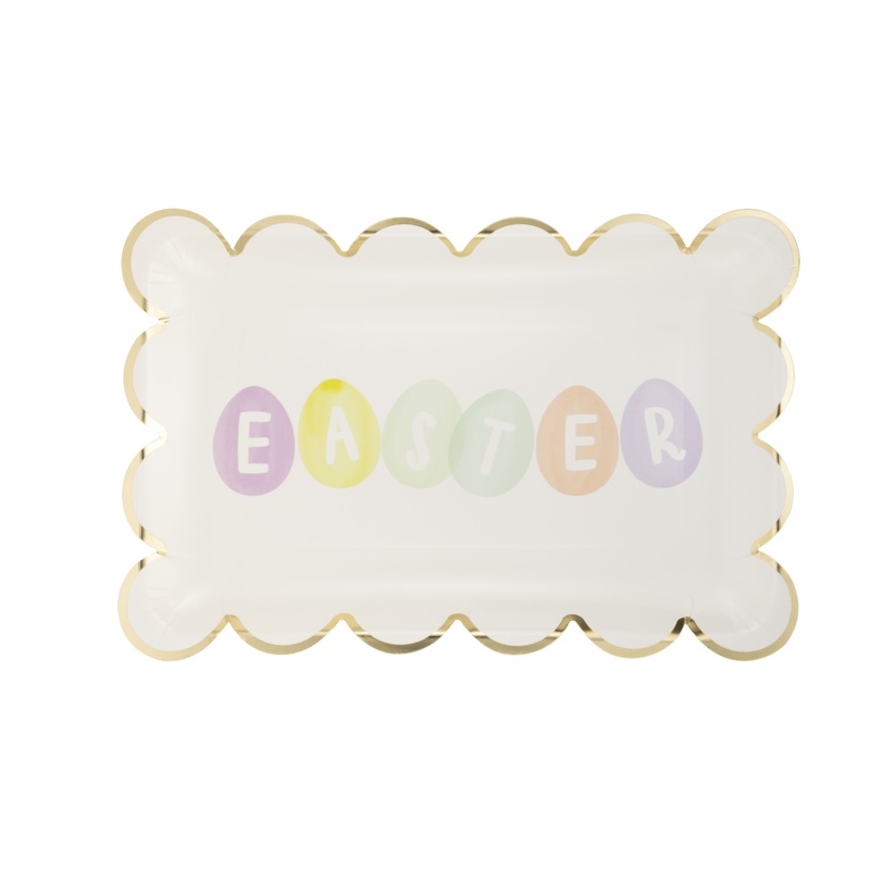 Easter Eggs Scallop Paper Plate