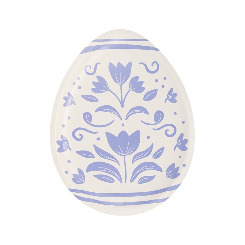 Floral Egg Shaped Paper Plate