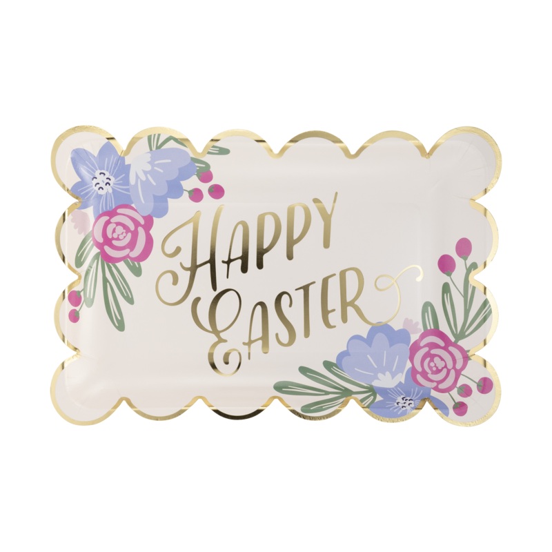Happy Easter Scallop Paper Plate