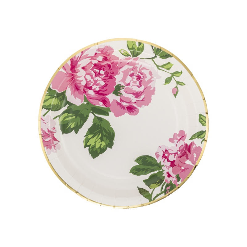 Pink Chintz Floral Paper Plate