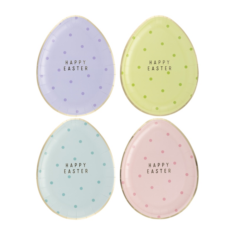 Polka Dot Egg Shaped Paper Plate Set