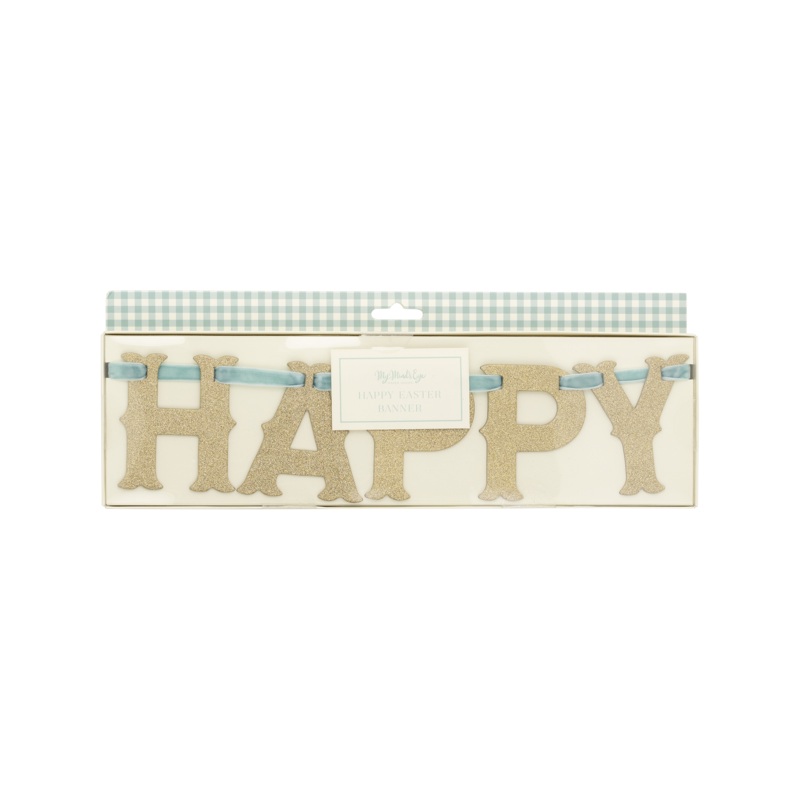 Vintage Happy Easter Glitter Banner