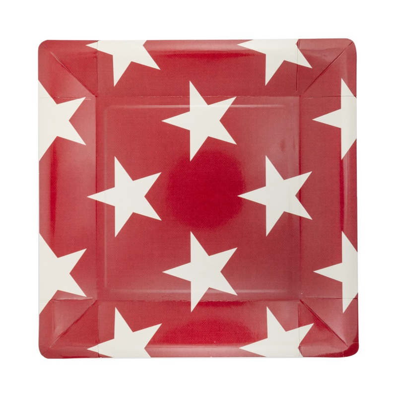 Hamptons Square Red Star Paper Plate
