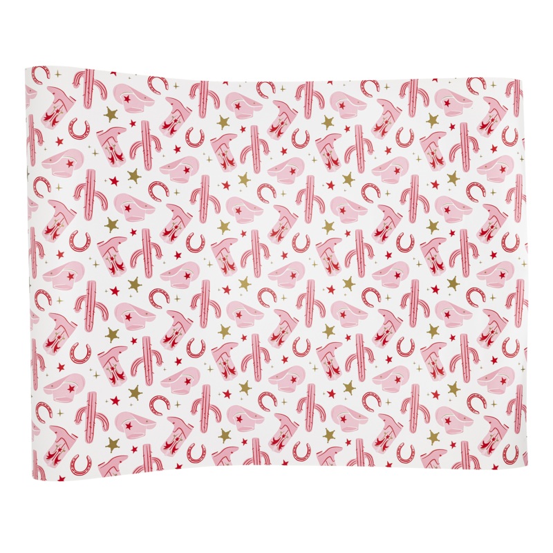 Pink Cowgirl Pattern Paper Table Runner