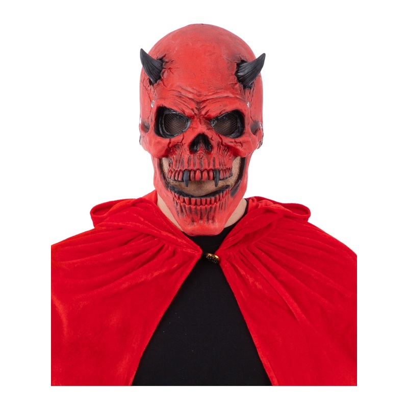 Red Devil Skull Latex Mask, with Moving Mouth