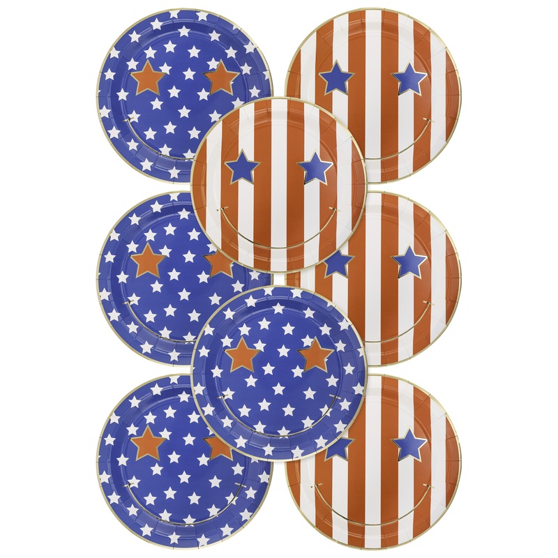 Star & Stripe Smiley Paper Plate Set