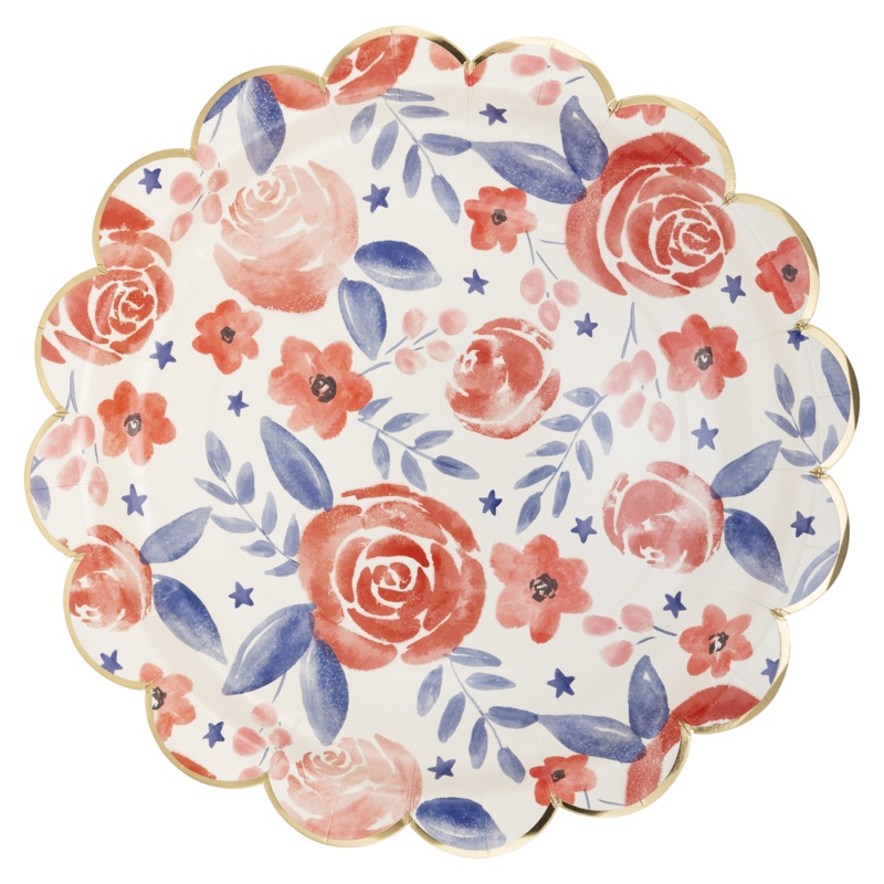 Watercolor Floral Paper Plate