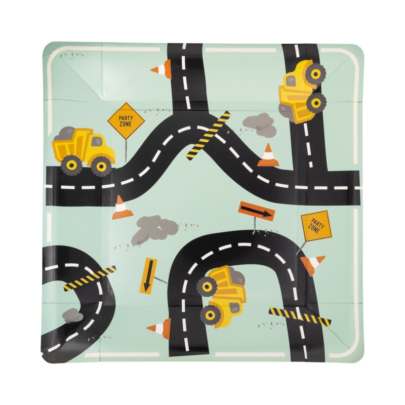 Construction Road Paper Plate