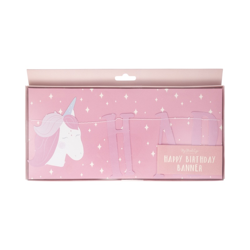 Pink Unicorn Happy Birthday Banner