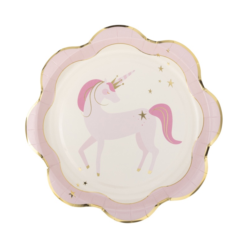 Pink Unicorn Ruffle Edge Plate