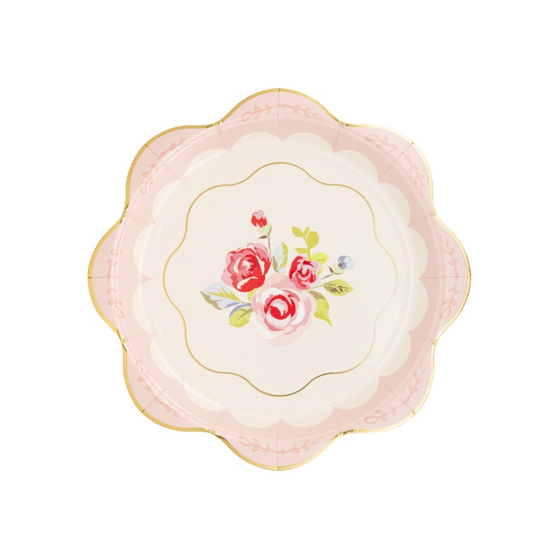 Tea Party Scalloped Round Paper Plate