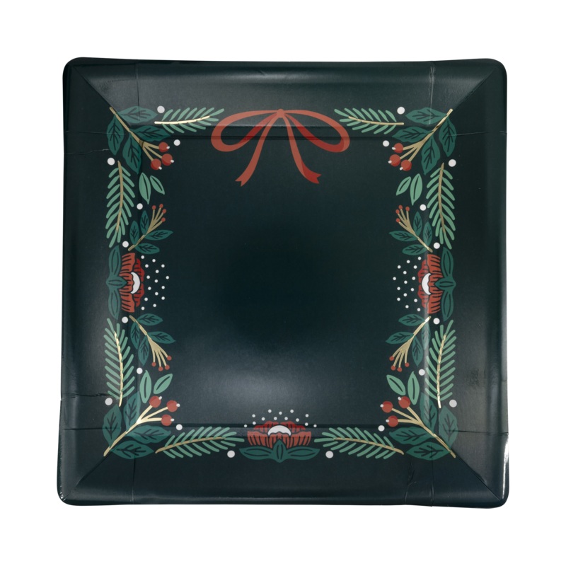 Pine Border Paper Plate