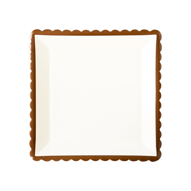 Brown Ruffle Edge Paper Plate - 12