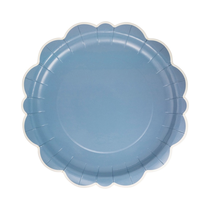 10 Blue Scalloped Edge Plates