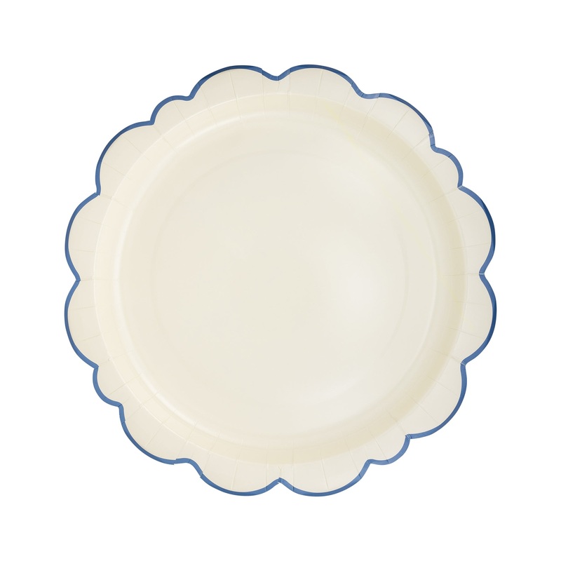 Pembroke Cream with Blue Edge 12 Paper Plate