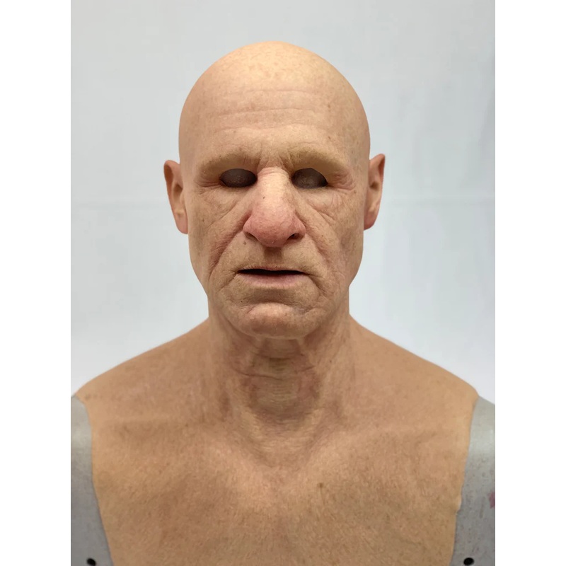 Realistic Old Man Head and Neck Mask