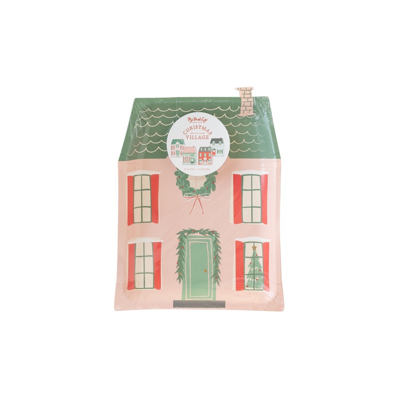 Village Christmas House Shaped Plate